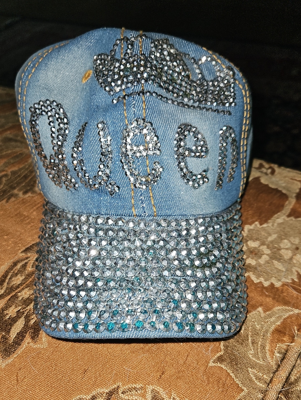 Denim And Silver Queen Baseball Cap